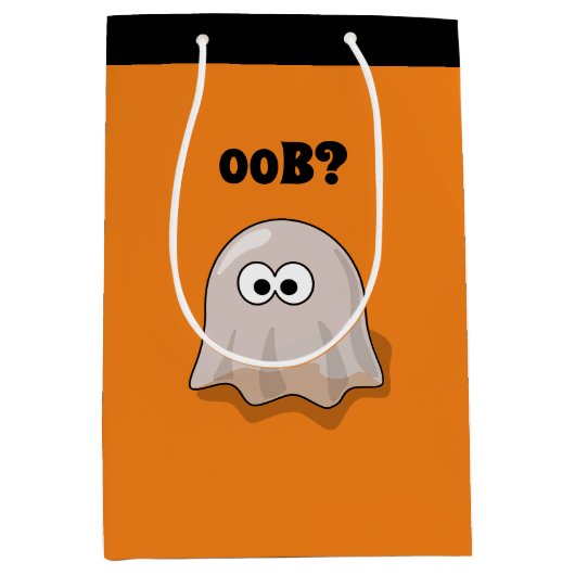 Confused Ghost Says "Oob?" Funny Halloween Cartoon Medium Cadeauzakje (Voorkant)