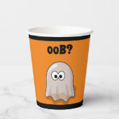 Confused Ghost Says "Oob?" Funny Halloween Cartoon Papieren Bekers (Achterkant)