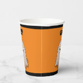 Confused Ghost Says "Oob?" Funny Halloween Cartoon Papieren Bekers (Rechts)