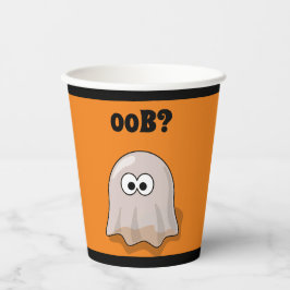 Confused Ghost Says "Oob?" Funny Halloween Cartoon Papieren Bekers
