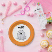 Confused Ghost Says "Oob?" Funny Halloween Cartoon Papieren Bordje (Feest)