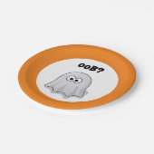 Confused Ghost Says "Oob?" Funny Halloween Cartoon Papieren Bordje (Gekanteld)