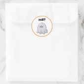 Confused Ghost Says "Oob?" Funny Halloween Cartoon Ronde Sticker (Tas)
