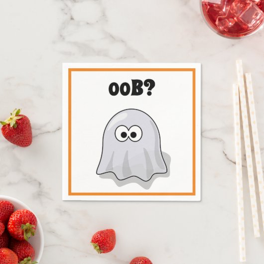 Confused Ghost Says "Oob?" Funny Halloween Cartoon Servet (Insitu)