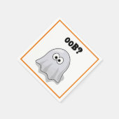 Confused Ghost Says "Oob?" Funny Halloween Cartoon Servet (Hoek)
