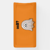 Confused Ghost Says "Oob?" Funny Halloween Cartoon Spandoek (Verticaal)