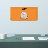 Confused Ghost Says "Oob?" Funny Halloween Cartoon Spandoek (Beurs)
