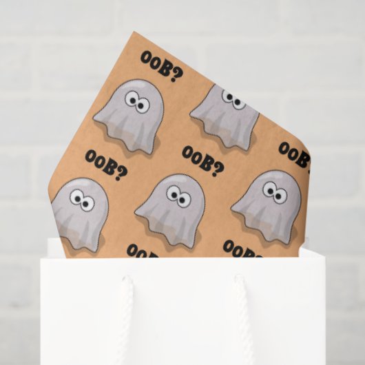 Confused Ghost Says "Oob?" Funny Halloween Cartoon Tissuepapier (Cadeauzakje)