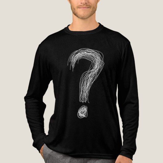 Confused Scribble Question Mark Chaos Overthinking Tri-Blend Shirt (Voorkant volledig)