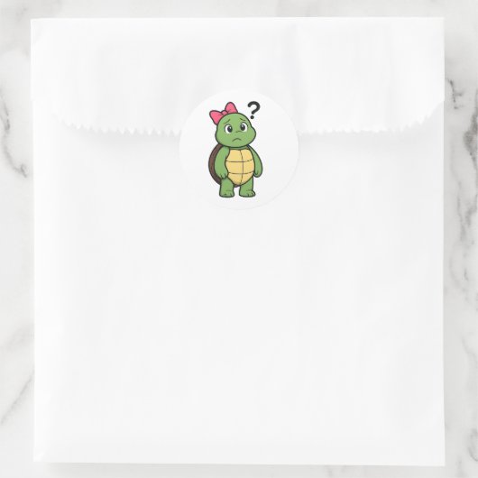 Confused turtle ronde sticker (Tas)