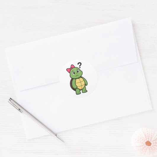 Confused turtle ronde sticker (Envelop)