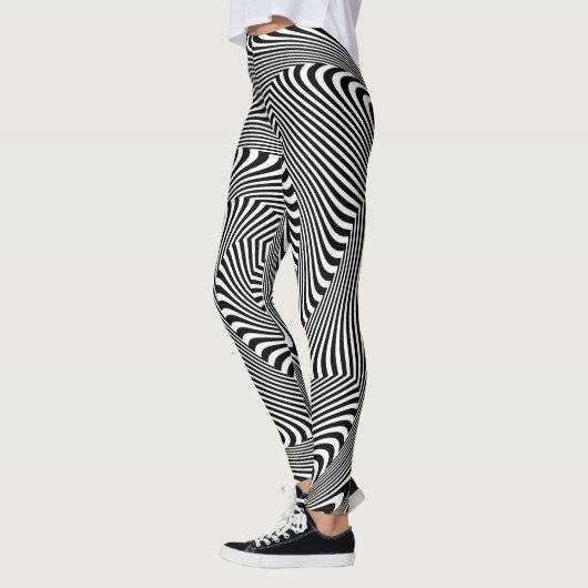 confusing hypnotic swirl lines pattern black white leggings (Links)