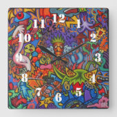 Confusion By Squid Fear City Vierkante Klok (Voorkant)