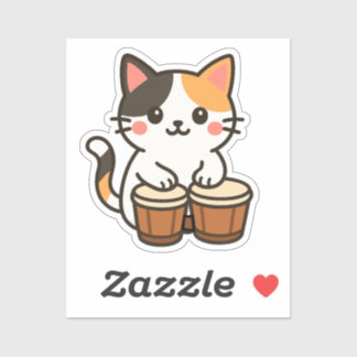 Conga Calico Cat Percussion Beat Sticker