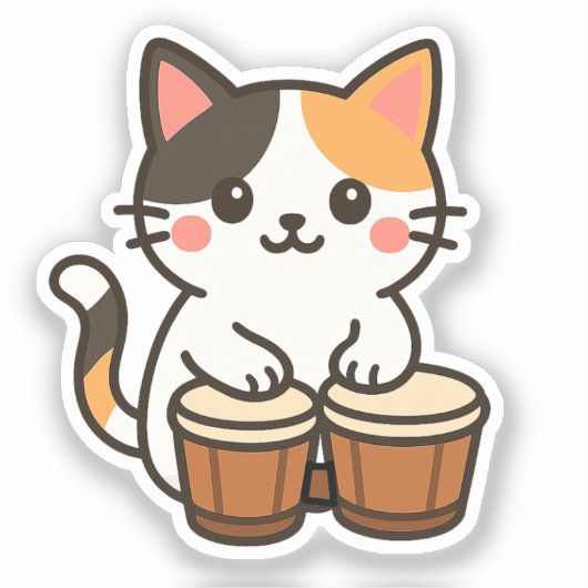 Conga Calico Cat Percussion Beat Sticker (Voorkant)