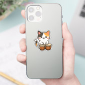 Conga Calico Kat Percussie Beat Sticker (Telefoon)