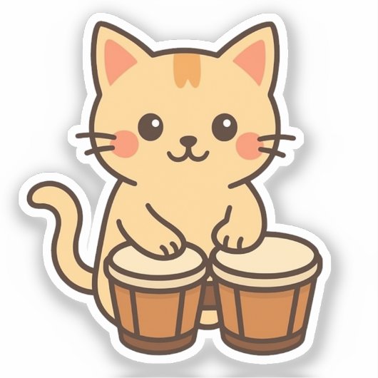 Conga Cat Percussion Beat Sticker (Voorkant)