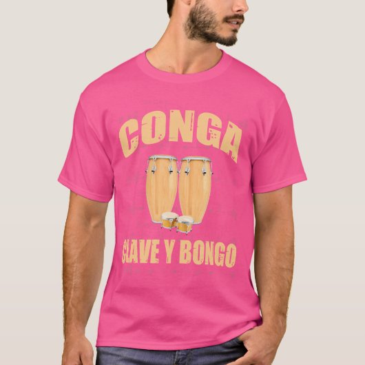 Conga Drum Clave Y Bongo Drum Percussie T-shirt (Voorkant)