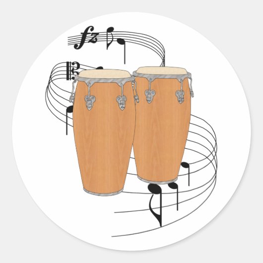 Conga Drums Ronde Sticker (Voorkant)