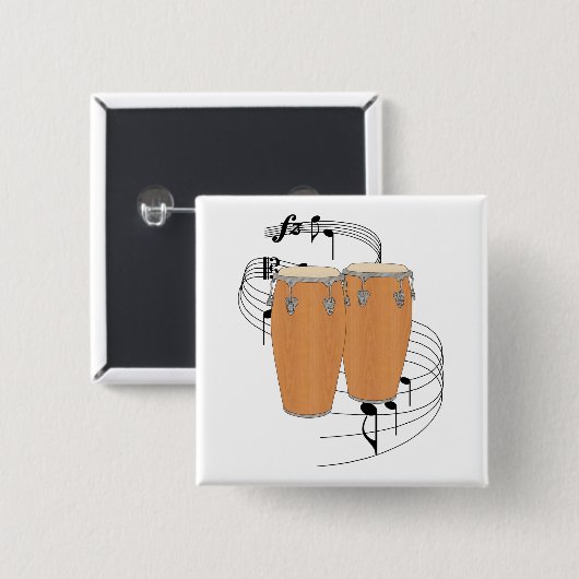 Conga Drums Vierkante Button 5,1 Cm (Voorkant /achterkant)