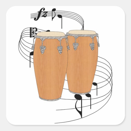 Conga Drums Vierkante Sticker (Voorkant)