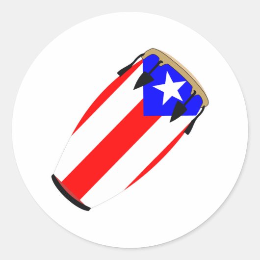 Conga Flag Puerto Rico Ronde Sticker (Voorkant)