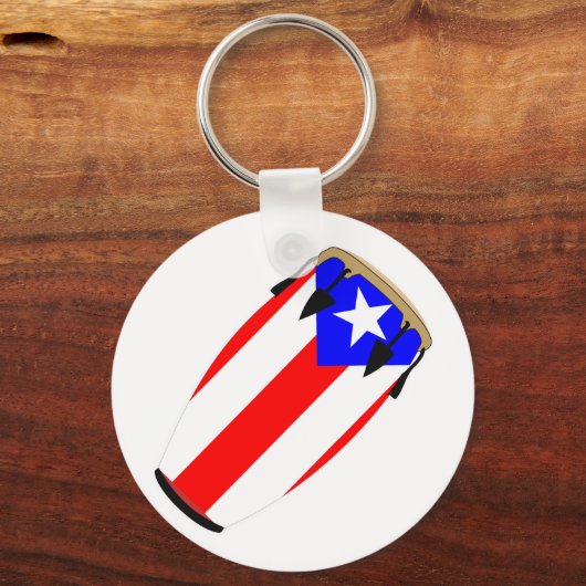 Conga Flag Puerto Rico Sleutelhanger (Voorkant)