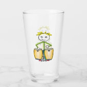 Conga spelende Stickman Glas (Achterkant)
