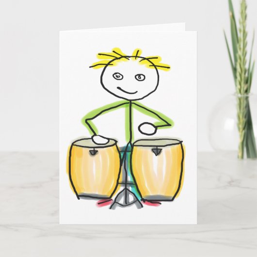 Conga spelende Stickman Kaart (Voorkant)