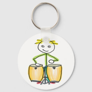 Conga spelende Stickman Sleutelhanger