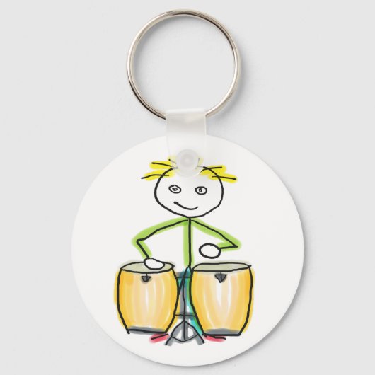 Conga spelende Stickman Sleutelhanger (Voorkant)