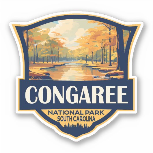 Congaree National Park Illustration Travel  Sticker (Voorkant)