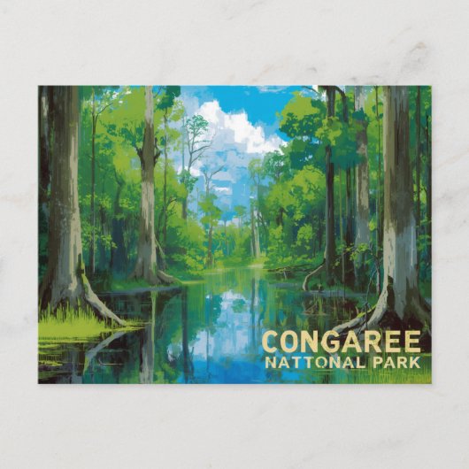 Congaree National Park Moeras Kunst Briefkaart (Voorkant)
