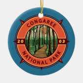 Congaree National Park Retro Compass Embleem Keramisch Ornament (Voorkant)