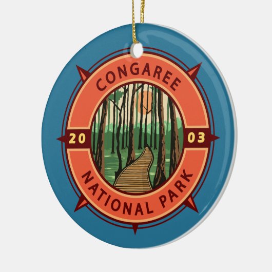 Congaree National Park Retro Compass Embleem Keramisch Ornament (Links)