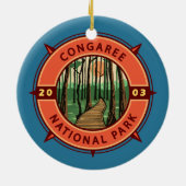 Congaree National Park Retro Compass Embleem Keramisch Ornament (Achterkant)