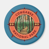 Congaree National Park Retro Compass Embleem Magneet (Voorkant)