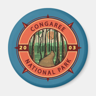 Congaree National Park Retro Compass Embleem Magneet