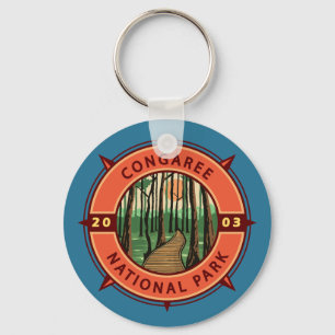Congaree National Park Retro Compass Embleem Sleutelhanger