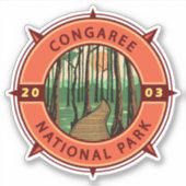Congaree National Park Retro Compass Embleem Sticker (Voorkant)