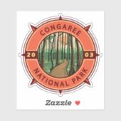 Congaree National Park Retro Compass Embleem Sticker (Vel)