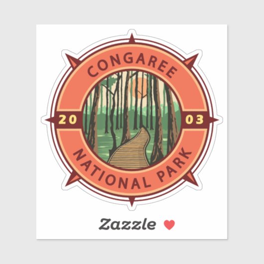 Congaree National Park Retro Compass Embleem Sticker (Vel)