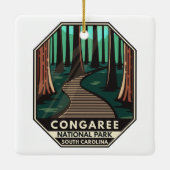Congaree National Park Retro Emblem Keramisch Ornament (Achterkant)