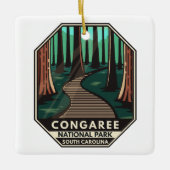 Congaree National Park Retro Emblem Keramisch Ornament (Voorkant)