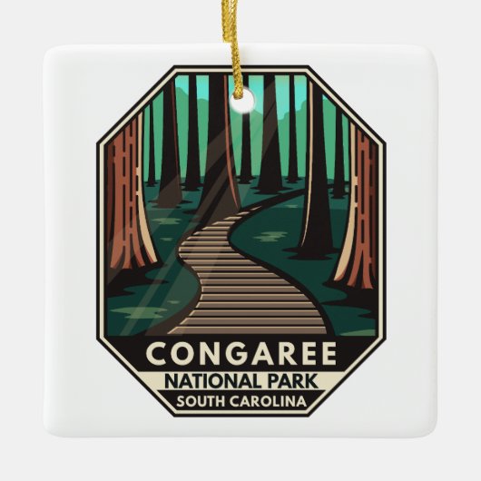 Congaree National Park Retro Emblem Keramisch Ornament (Voorkant)