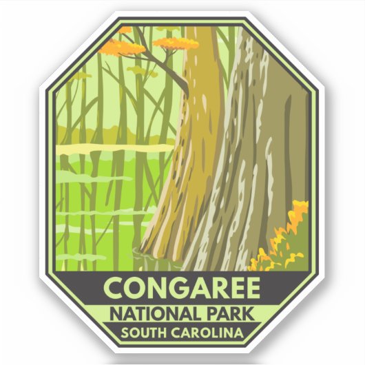 Congaree National Park South Carolina Retro Sticker (Voorkant)