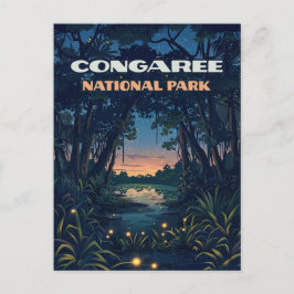 Congaree National Park Swamp South Carolina Retro Briefkaart