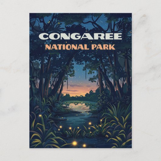 Congaree National Park Swamp South Carolina Retro Briefkaart (Voorkant)