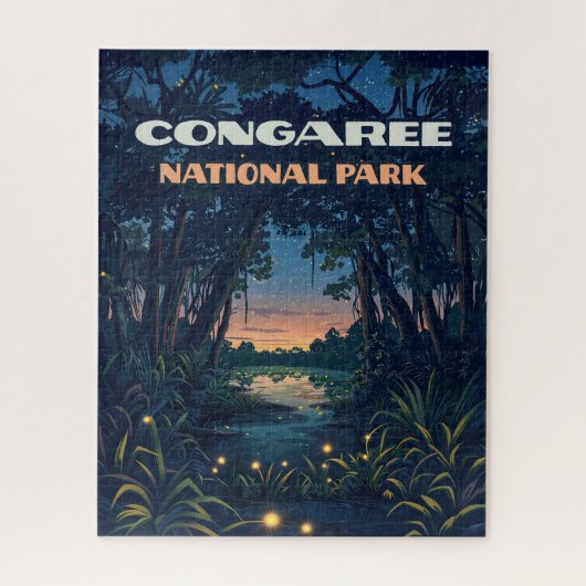 Congaree National Park Swamp South Carolina Retro Legpuzzel (Verticaal)