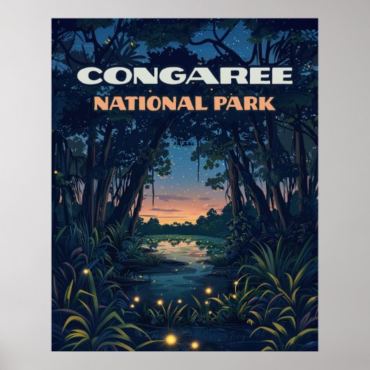 Congaree National Park Swamp South Carolina Retro Poster (Voorkant)